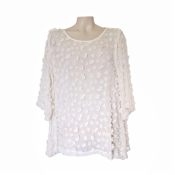 Yushi Flower Petal Crepe Blouse Romantic Cottagecore Angelcore L - Picture 1 of 5